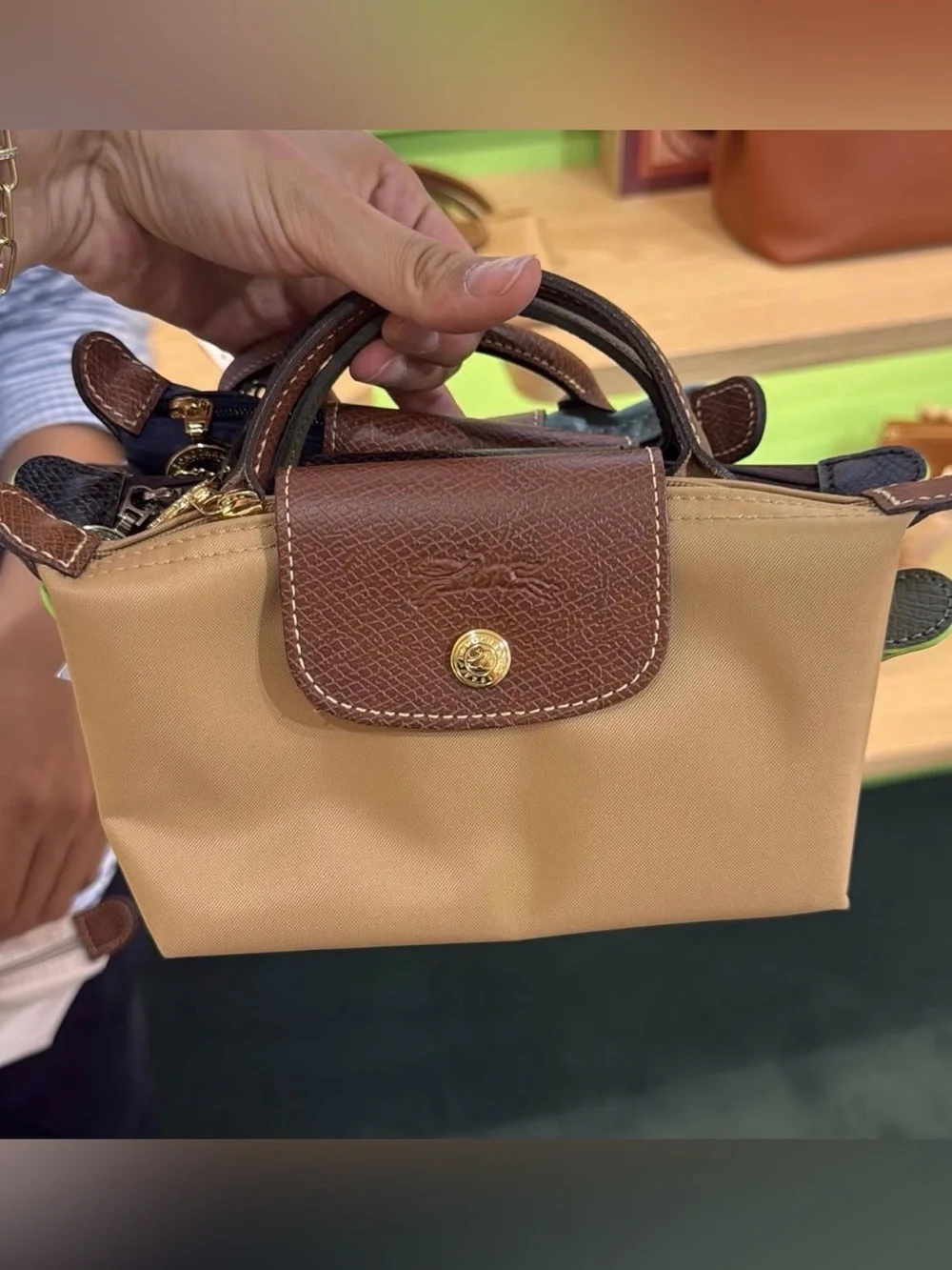 NWT Longchamp Mini Crossbody Bag in Camel with Brown